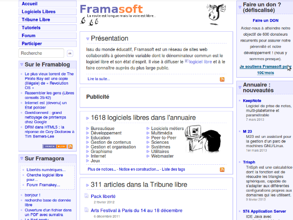 Framasoft ancienne page d’accueil