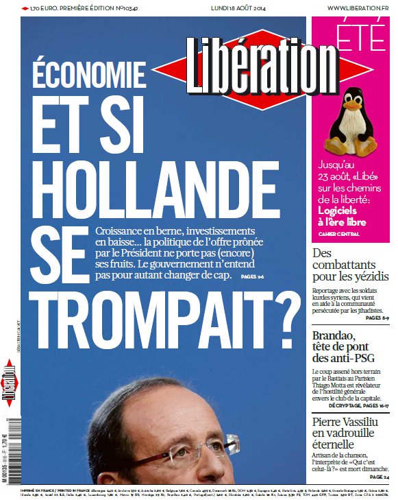 Libération 18 août - Une - Logiciel Libre