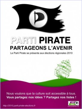 Parti Pirate - Affiche élections régionales 2010