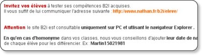 Copie d'écran du site Nathan.fr