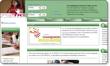 Copie d'écran du site Projetice.fr