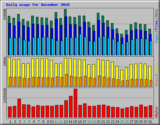 Daily usage for December 2010