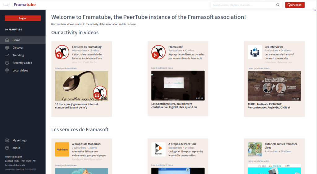 Framatube homepage