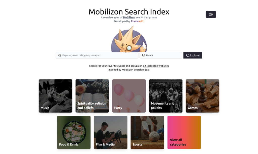 Mobilizon Search Index Homepage