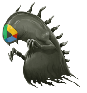 Illustration of DemonDrive, a ghostly monster adorned with the Google Workspace logo