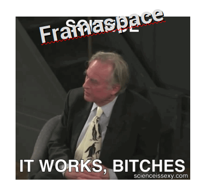 Mème Framaspace reprenant la célèbre phrase du biologiste Richard Dawkins, au sujet de la science, affirmant "It works, Bitches". 