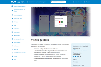 Capture écran de Intros dans le magasin d'application Nextcloud