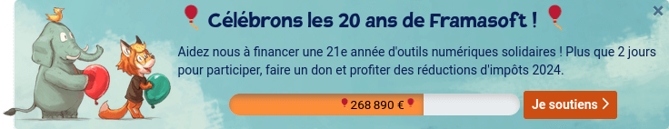 Jauge de dons de Framasoft au 30 décembre 2024, à 268 890 €