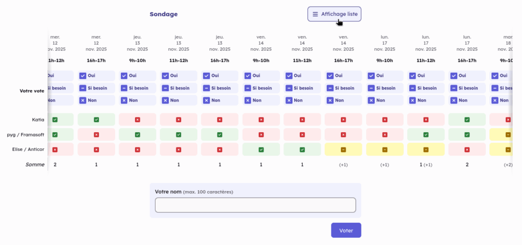 L'affichage classique des résultats, en ligne, est toujours disponible (et par défaut sur écrans larges)