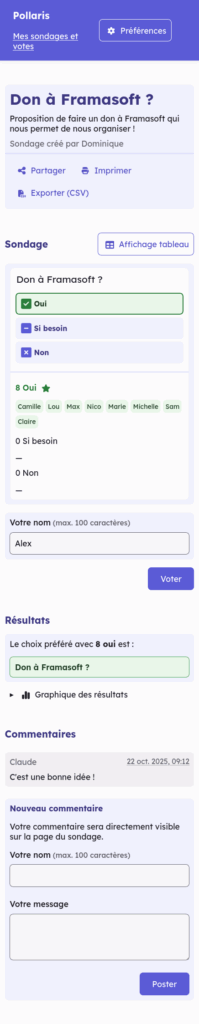 Framadate en vue mobile