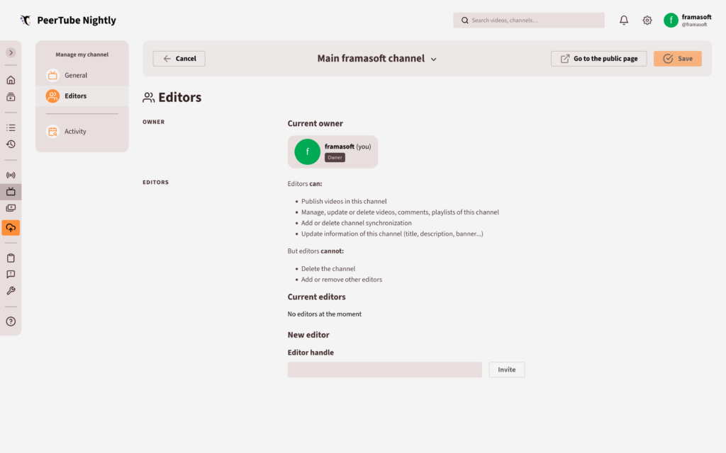 Screenshot of the page for adding a new editor. The page contains details about what an editor can and cannot do, then displays a form for entering the new editor's ID.