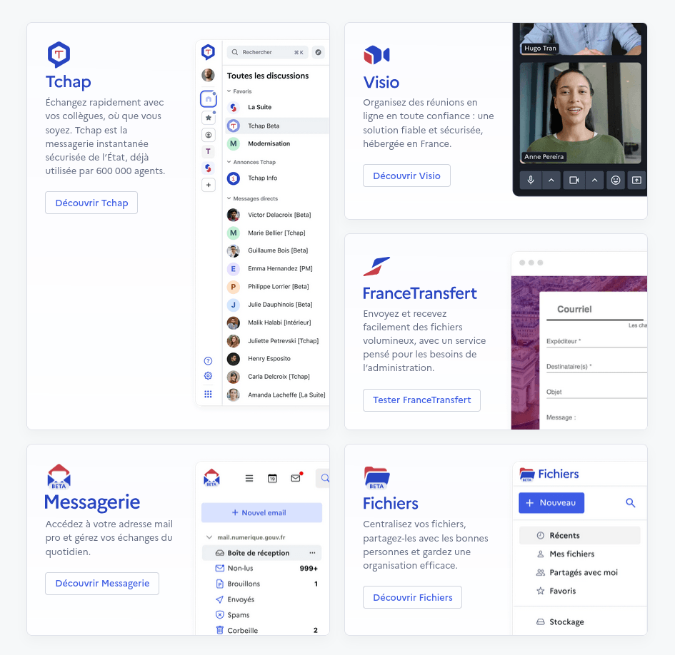 Capture écran du site https://lasuite.numerique.gouv.fr