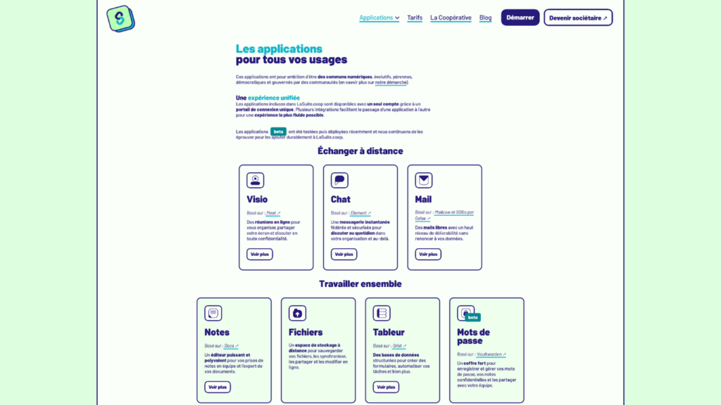 Capture du site LaSuite.coop