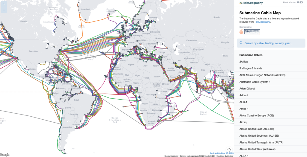 Capture écran du site https://www.submarinecablemap.com/
